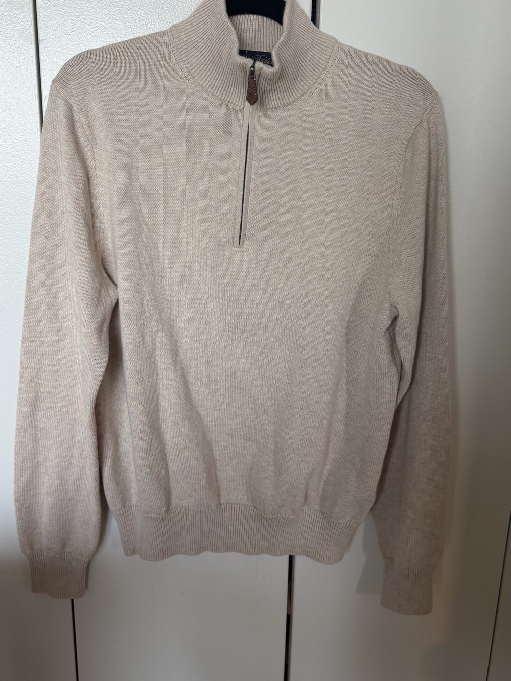 Brooks Brothers Men's Zip-Neck Sweater in Light Beige